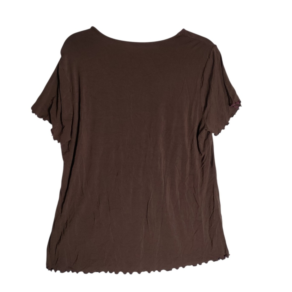 Nottibianche by Cabernet Brown Lettuce-Trim Top with Smocked Sunburst Detail L - Picture 2 of 6